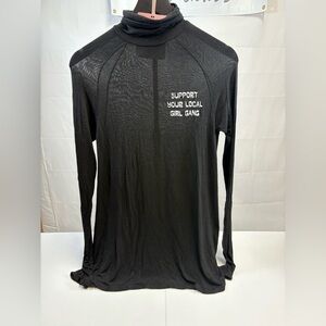 Women’s Black Long Sleeve Turtleneck Support Your Local Girl Gang Dress// Size S